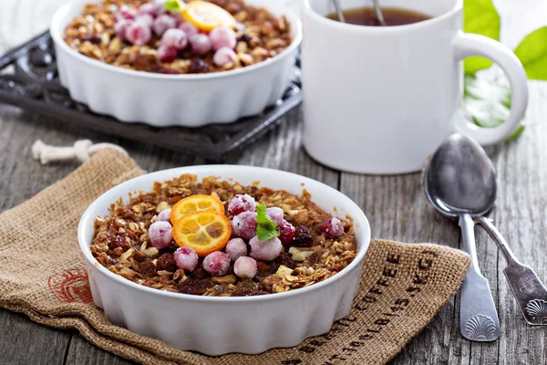 Baked oatmeal with carrot, walnuts and raisins