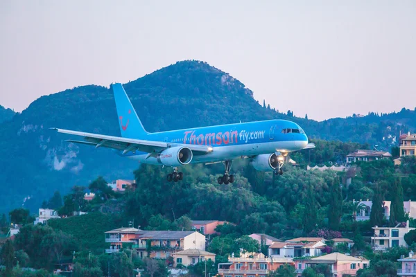 CORFU AIRPORT, GREECE - JULY 1, 2011: Boeing 767 of Thomson at t