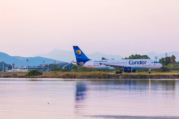 CORFU AIRPORT, GREECE - JULY 9, 2011: Airbus A320 of Condor at t