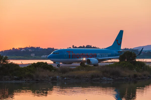 CORFU AIRPORT, GREECE - JULY 11, 2011: Boeing 767 of Thomson at