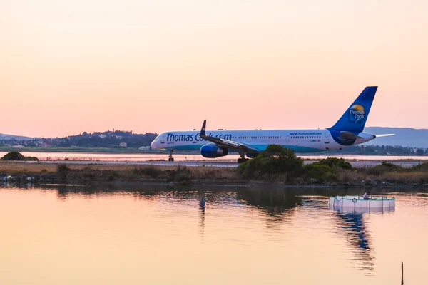 CORFU AIRPORT, GREECE - JULY 11, 2011: Boeing 757 of Thomas Cook