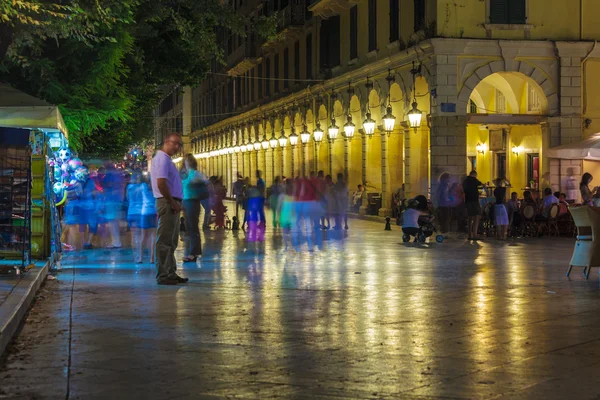 CORFU, GREECE - JULY 12, 2011: Night life of Liston, main promen