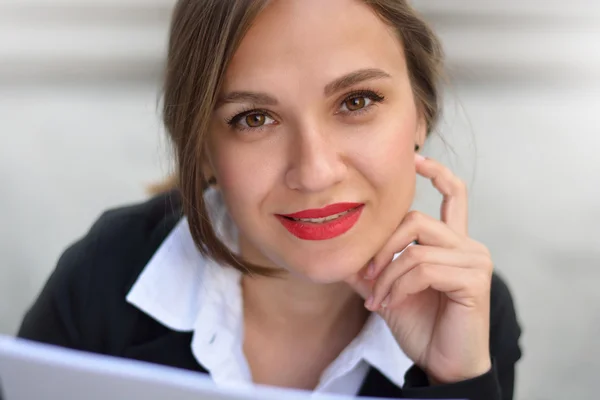 Beauty smiling business girl (teacher, student, schoolgirl)