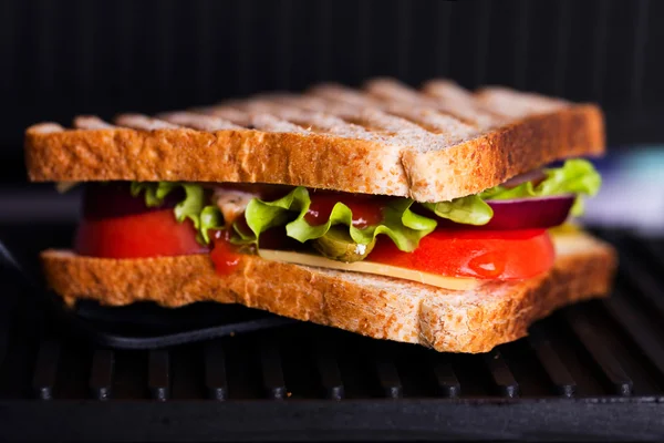 Fresh sandwich in a grill