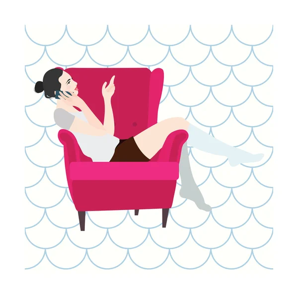 Rysunek akt kobiety w fotelu — Grafika wektorowa © vlado 