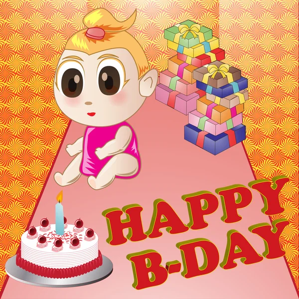 Baby birthday card vector