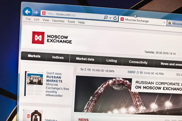 Moscow exchange site  on monitor