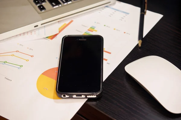 Smart phone on desk