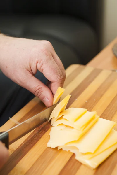 Piece of cheese on a table