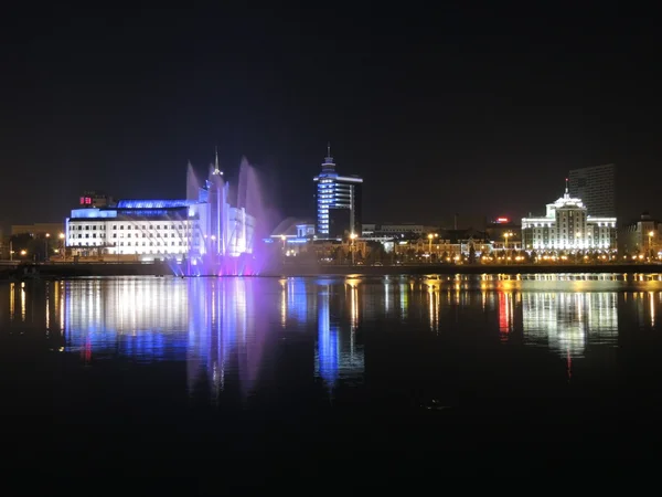 Lake the lower boar with a fountain in Kazan, Russia - night view