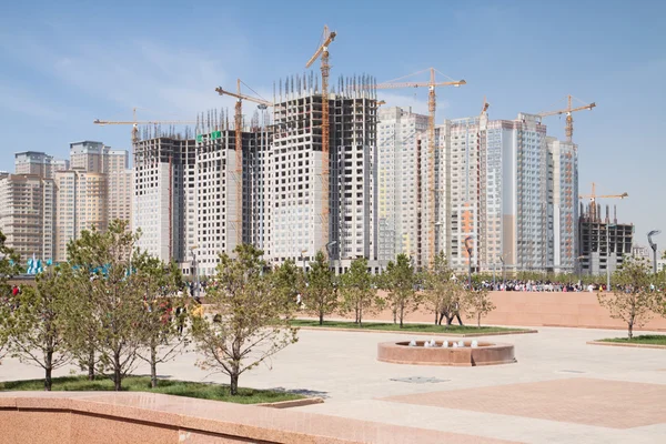 Construction of modern high-rise apartment complexes