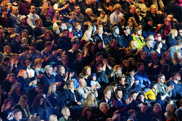 Closeup of the crowd at the Night of the jumps in Stockholm