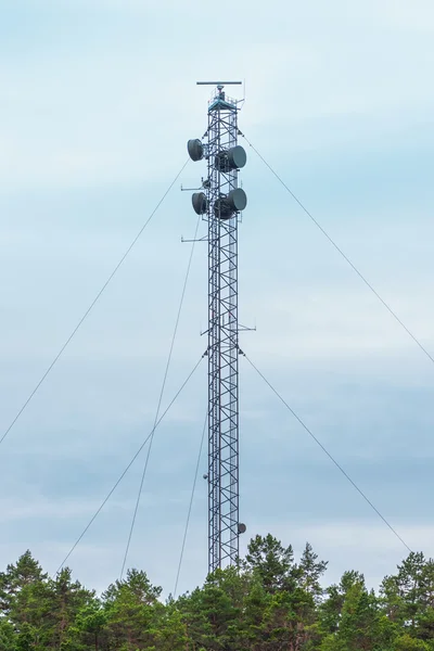 High communications mast with radar