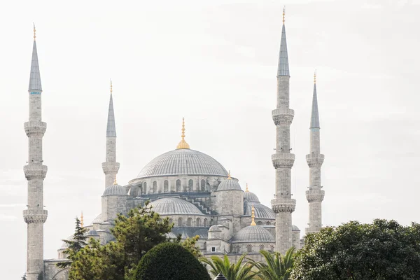 The blue mosque during a hazy day