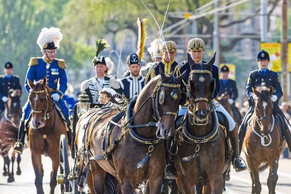 Swedish Royal carriage with the royal family with Royal guards o
