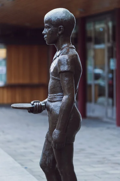Sculpture of a table tennis player outside the arena Eriksdalsha