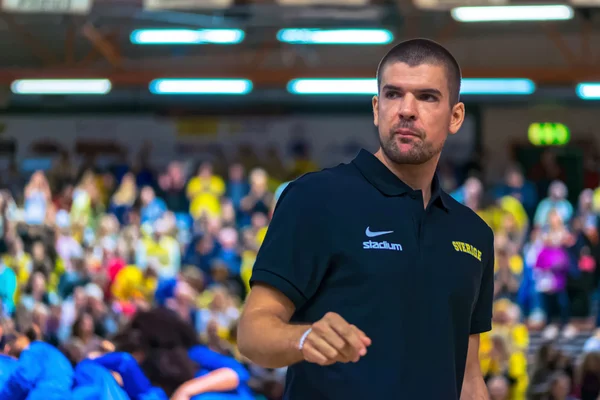 Swedish staff during the European Qualifier basket game between