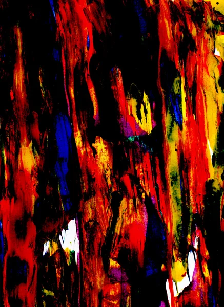 Black and bold colored paint smeared thickly