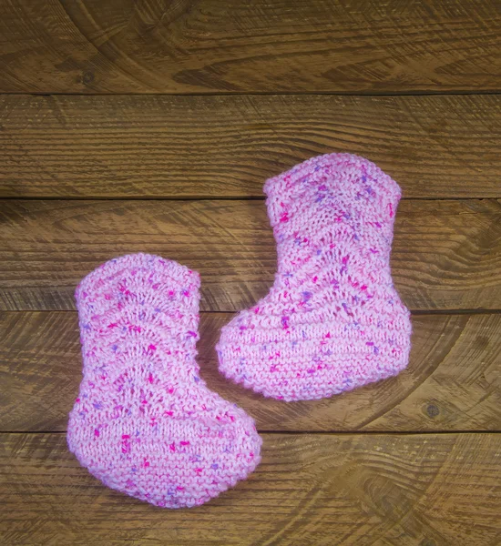 Pink knitted baby socks