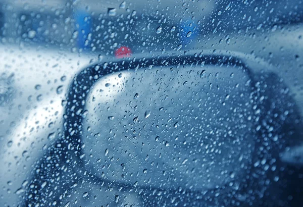 Rain drop on side car window