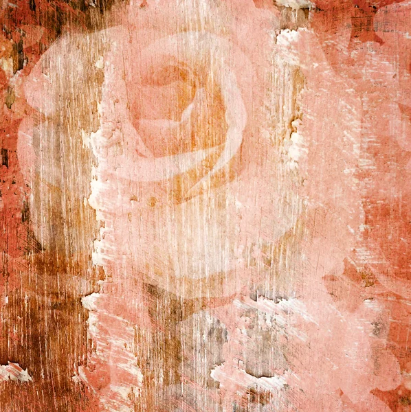 Rose painted on weathered wooden planks