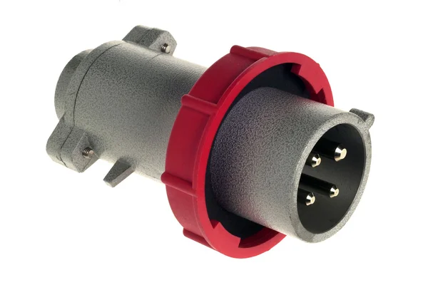 Close up Industrial Plug with Red Plastic Ring