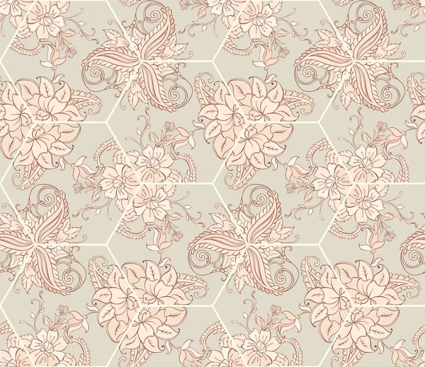 Sample floral background of kaleidoscope. Tile with floral ornament
