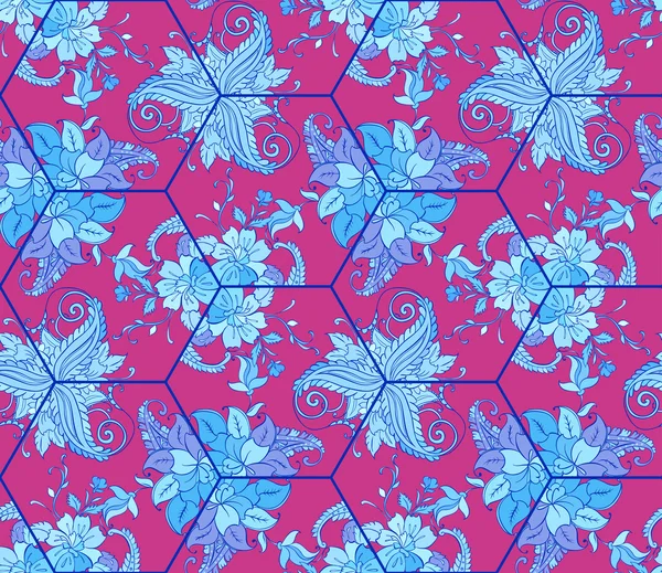 Vector sample floral background of kaleidoscope. Tile with floral ornament