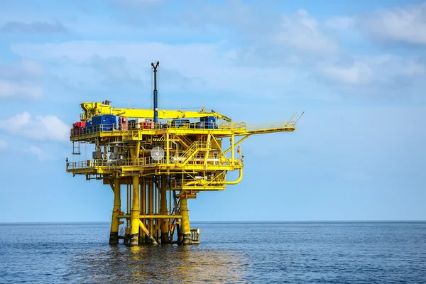 Offshore construction platform for production oil and gas, Oil and gas industry and hard work,Production platform and operation process by manual and auto function, oil and rig industry and operation