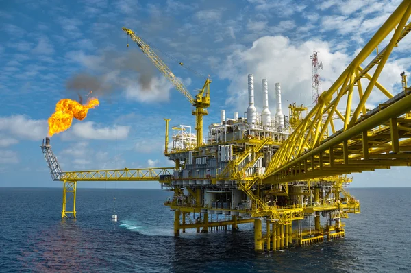 Oil and gas platform in the gulf or the sea, Offshore oil and rig construction Platform