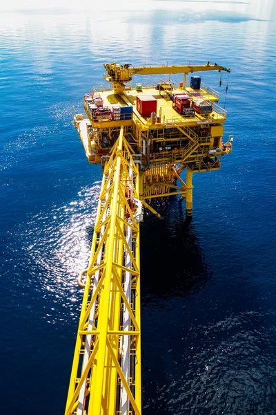 Oil and gas platform in the gulf or the sea, The world energy, Offshore oil and rig construction Bad weather in offshore oil and gas platform