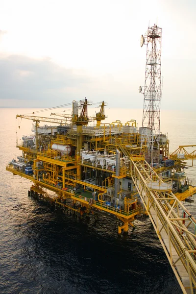 Oil and gas platform in the gulf or the sea, The world energy, Offshore oil and rig construction.