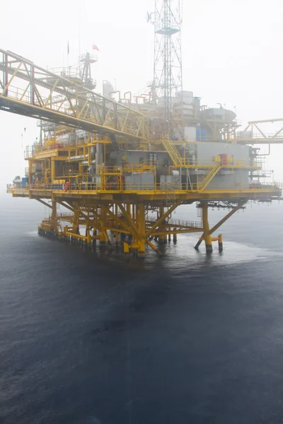 Oil and gas platform in the gulf or the sea, The world energy, Offshore oil and rig construction.