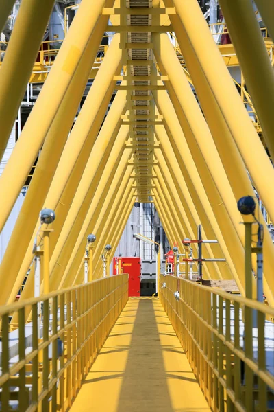 Gangway or walk way in oil and gas construction platform, oil and gas process platform, remote platform for production oil and gas, Construction in offshore.