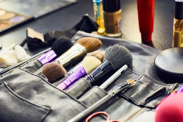 Closeup set of professional brushes for a makeup