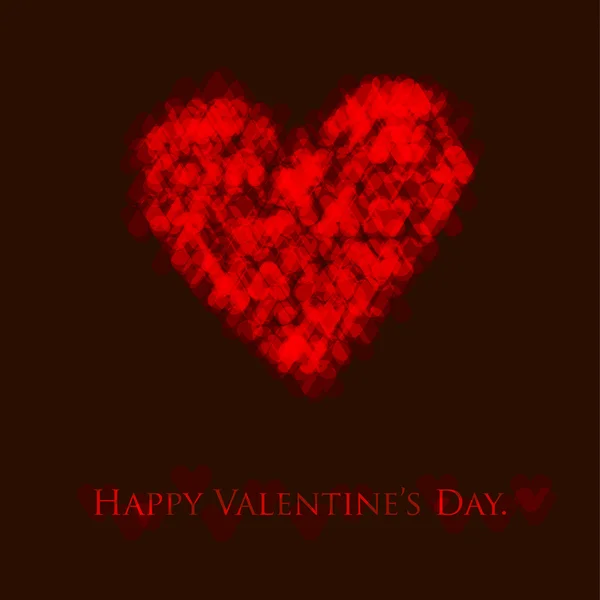 Valentines day card with shiny heart on a black background.