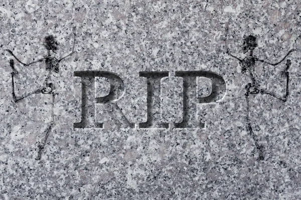 Engraved Gravestone RIP Skeleton