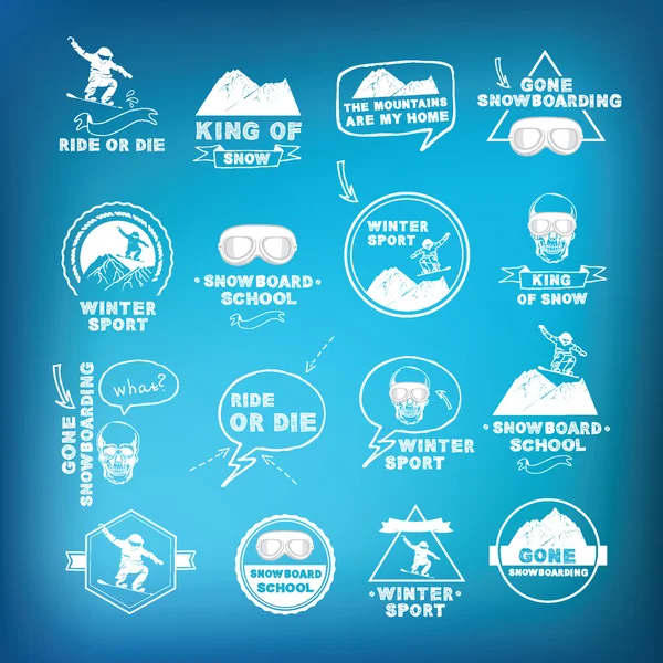 Snowboarding, winter sport  icon set.