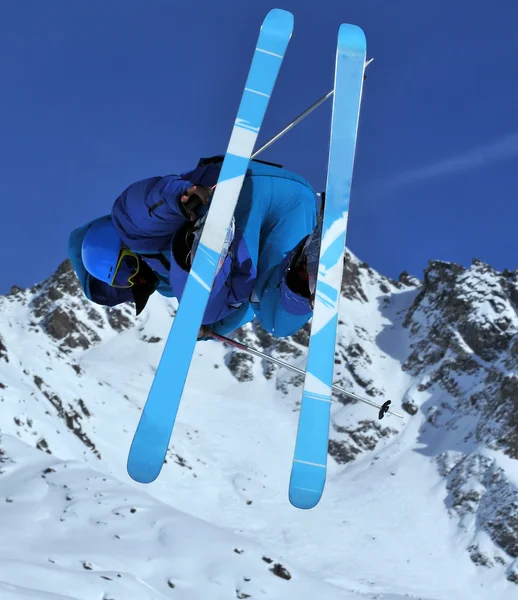 Ski jumper in blue