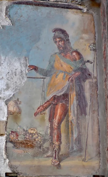 Ancient fresco of the roman god