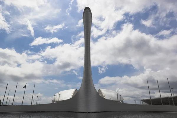 Bowl of Olympic flame and Fisht stadium in the Olympic Park of Sochi