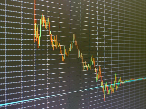 Stock market chart, graph on black background.