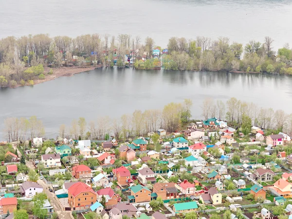 River Flood Aerial View  Homes and Park