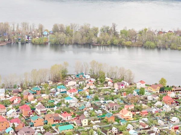 River Flood Aerial View  Homes and Park