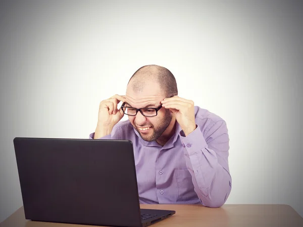 Businessman bald with beard wearing shirt and glasses