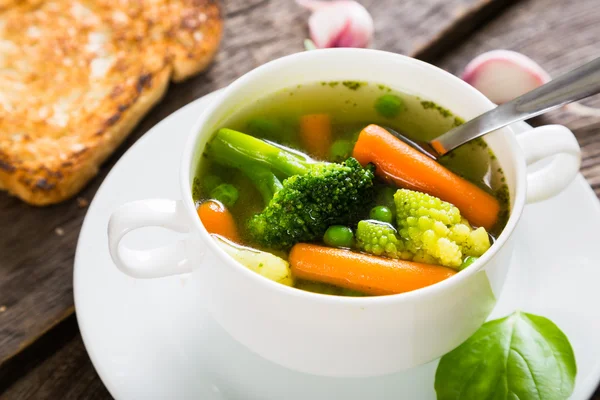 Light soup of fresh vegetables