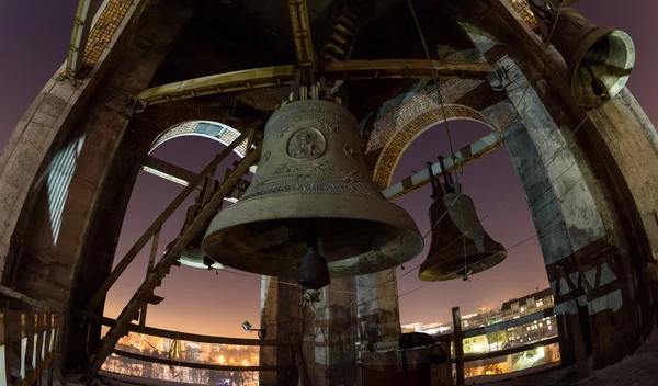 Night view at the full moon of the bells at the Cathedrals\' belfry