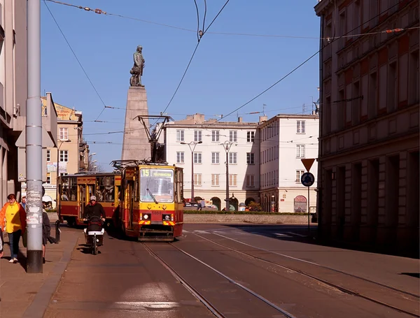 Tram  on Freedom Square in Lodz.