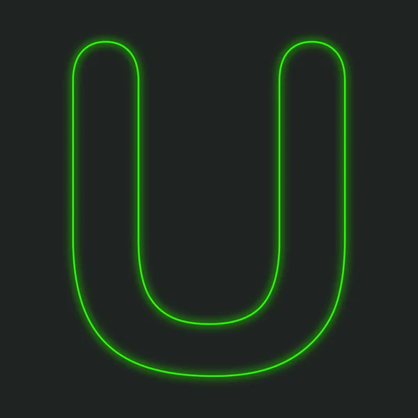 Neon Icon Isolated on a Black Background - U