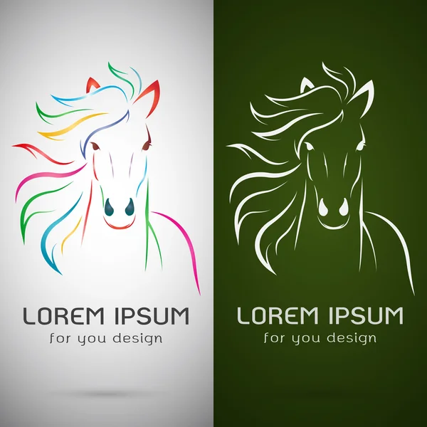Vector image of an horse design on white background and green ba
